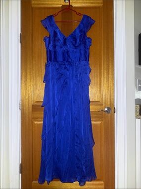 Adrianna Papell Royal Blue V-Neck Maxi Dress MSRP $220